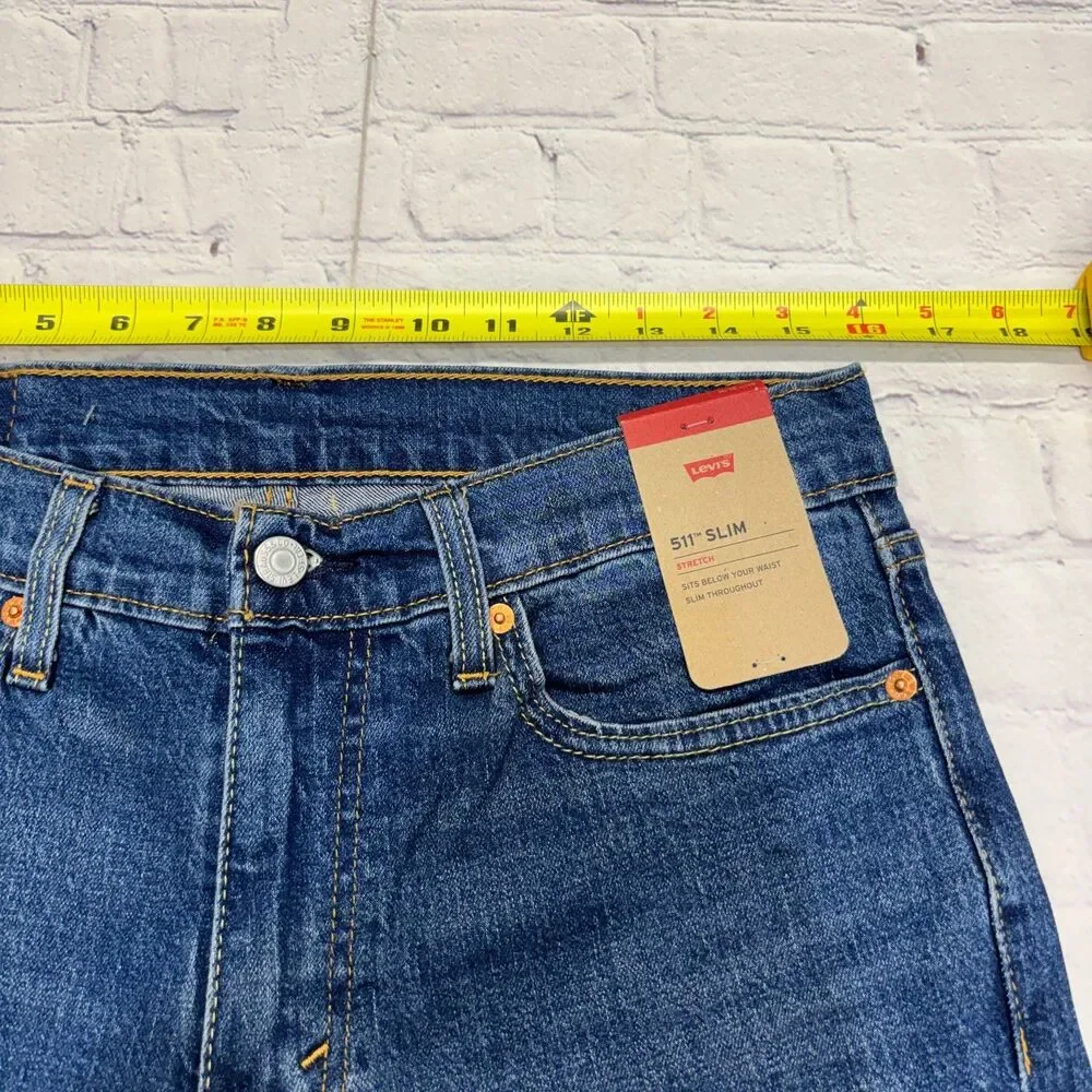 NWT Levi's 511 Slim Fit Jeans Men Size 32x30 Blue Denim Stretch C132 -28